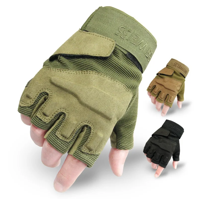 3 Color Tactical Gloves Half Finger Fitness Mountaineering Wear Resisitant Military Shooting Hunting Men Combat | Спорт и
