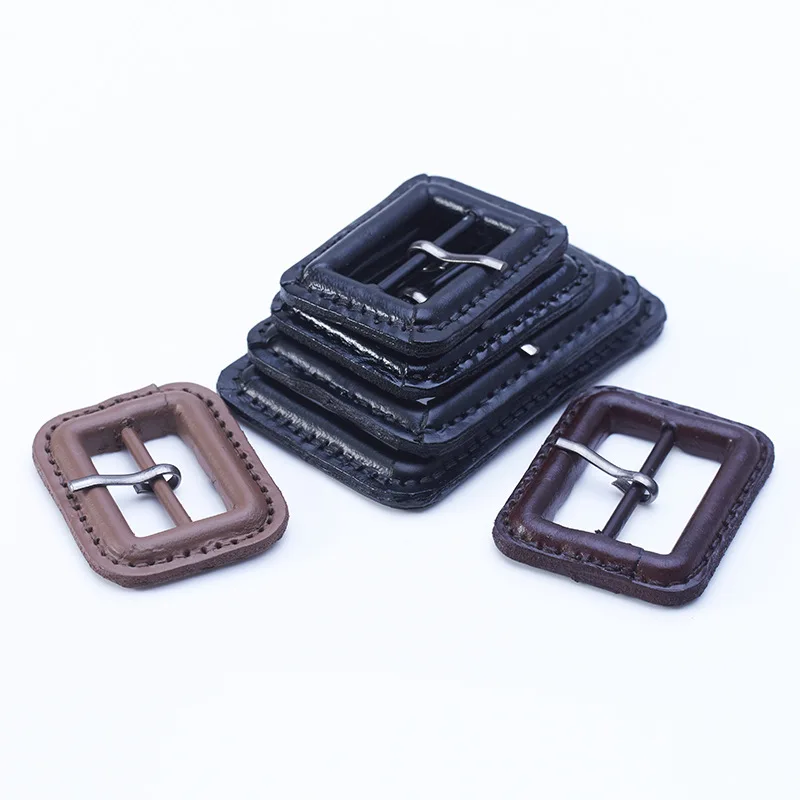 2pcs/box High-grade Cowhide Leather Black Brown Belt Trench Coat Coat Waist Buckle Decorative Buttons