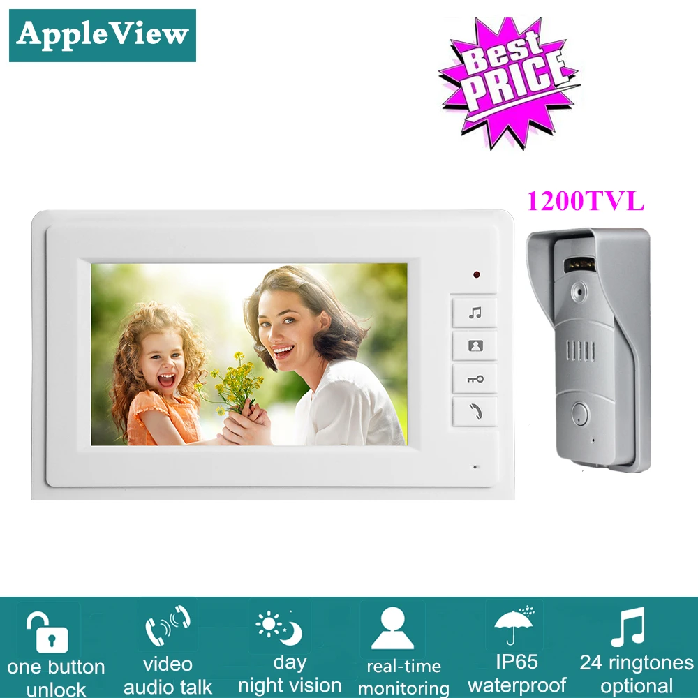 

Door Phone Intercom Home Security Video Intercom Apartment doorbell video 1 Monitor + 1 Outdoor Call Panel IR Night Vision