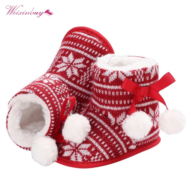 Winter Baby Boots Fashion Cute Cartoon Santa Claus Shoes Infant Toddler Boy Girl Super Warm Snowfield Newborn Christmas Booty