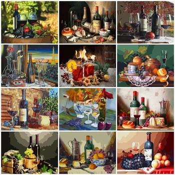 

AZQSD DIY Oil Painting By Numbers Red Wine Unique Gift Unframe Drawing By Numbers Wine Glass Home Decoration Acrylic Paint
