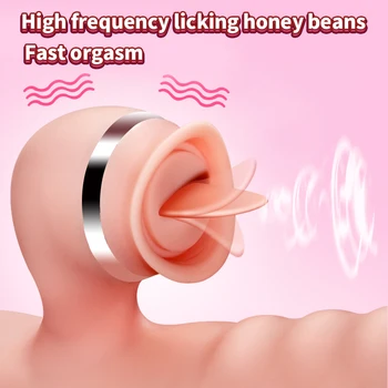 Safe Silicone Dildos Vibrator Realistic Tongue Licking Vibration Telescopic Rabbit Vibrator G Spot Stimulator Sex Toys For Women 4