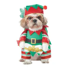 Santa, бело-серые с рисунком щеночек для домашнего питомца рождественские милые год кота одежда с принтом в виде собак поставки Y1AB