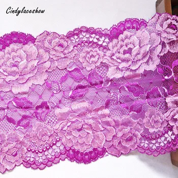 

2yards 18cm Wide Embroidered Elastic Lace Trim Accessories Floral Stretch Lace Trimmings DIY Sewing Apparel Supplies Hot Red