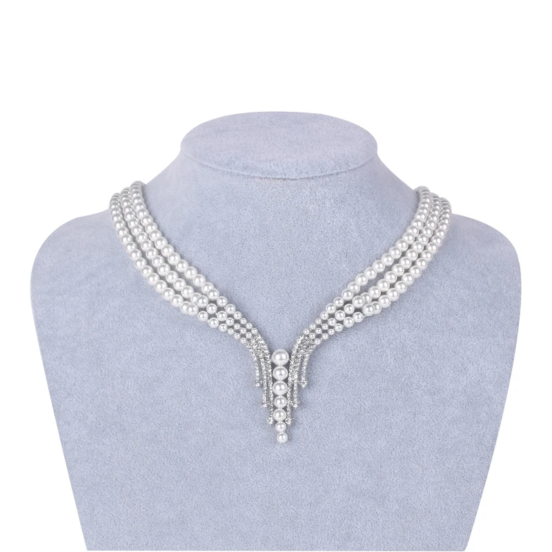 HOWAWAY Fashion Bridal Jewelry Crystal Pearl Necklace Vintage Style Wedding For Women