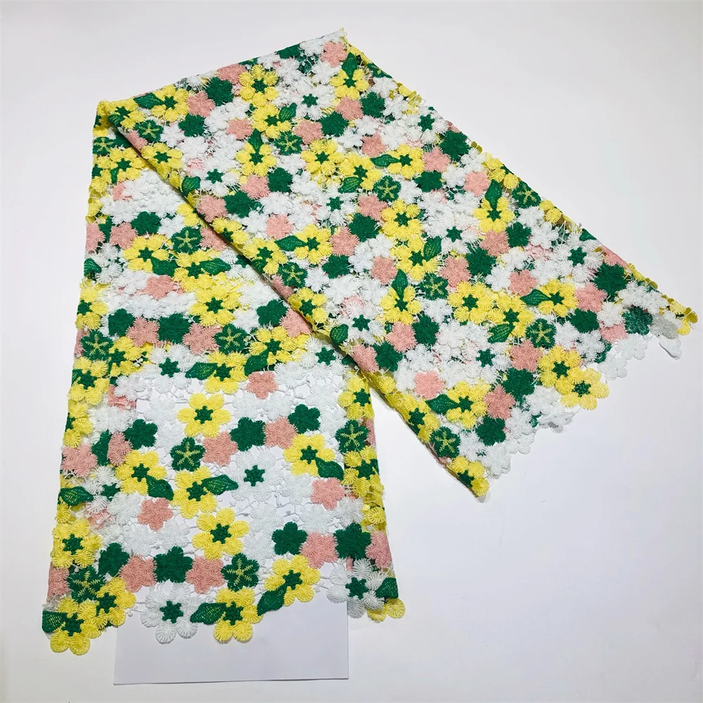 Nigerianischer Spitzenstoff im neuen Stil, 2025, hochwertige Spitze, wasserlöslich, bestickt, modischer weicher Spitzenstoff, 5 Yards
