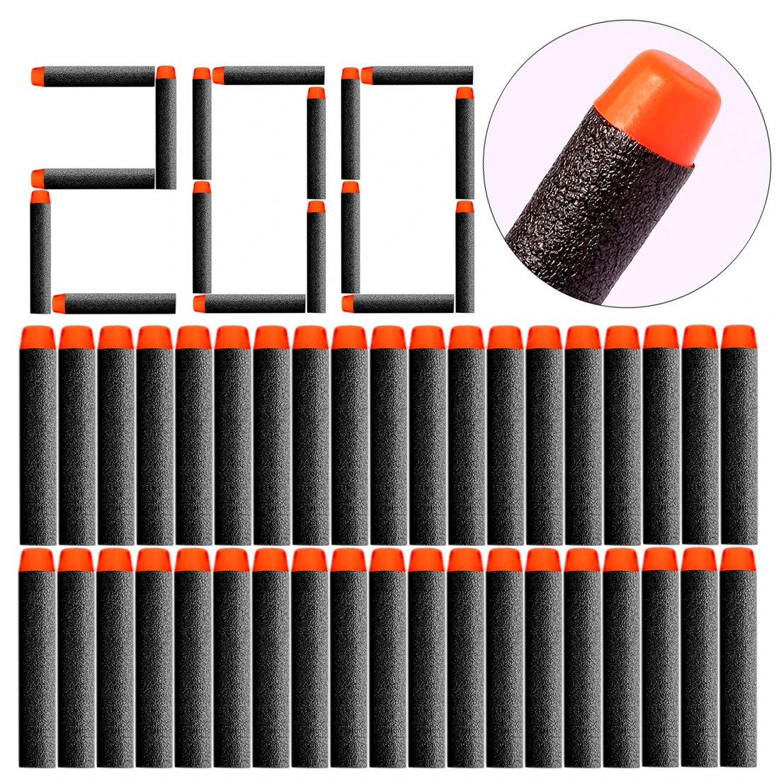 100pcs/200pcs/500pcs/1000pcs Fluorescence Dart Refills Universal Standard Round Head Hollow Foam Bullets for Nerf Toy Gun - Цвет: 9