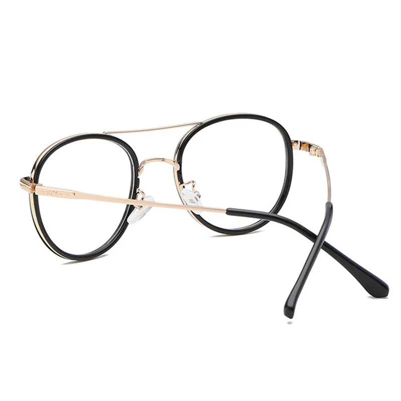 Retro Round Glasses Frame Men Women Double Beam Design Optical Prescription Spectacle Female Trendy Big Frames Eyeglasses Unisex