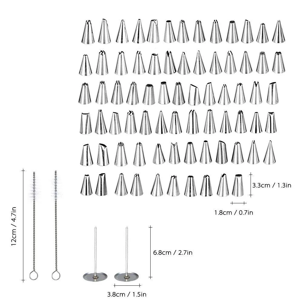 100pcs Cake Decorating Tools Kit Turntable Pastry Nozzles For Cream Confectionery Bags Icing Piping Nozzles Tips Baking Tools