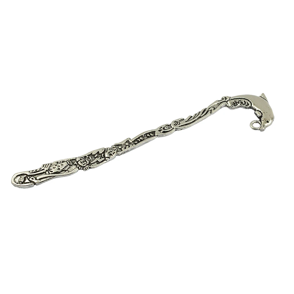 6x Tibetan silver color Vintage Dolphin Alloy Bookmarks With Hole for DIY Pendants Charms Jewelry School Office Stationery Supplies