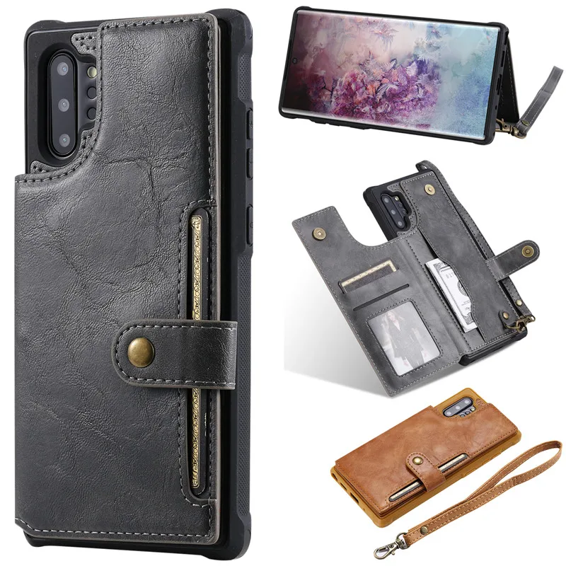 Кожаный чехол-книжка в стиле ретро с подставкой для samsung Galaxy S8 S9 S10Plus S10 5G Note8 Note9 Note10Plus S10E чехол - Цвет: gray