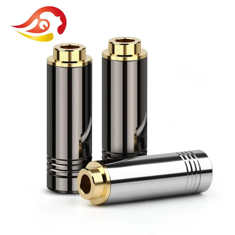 Qyfang-balanced Stereo Fone de Ouvido Fêmea Jack Audio Plug Brilhante Shell Metal Adapter Faça Você Mesmo Fio Conector para Fone de Ouvido 44 mm Pólo