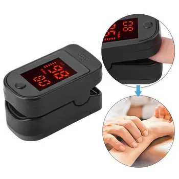 

Black Finger Pulse Oxygen Saturation Monitor Blood Oximeter Blood Pressure Meter Heart Rate Detector Household Health Care Tool