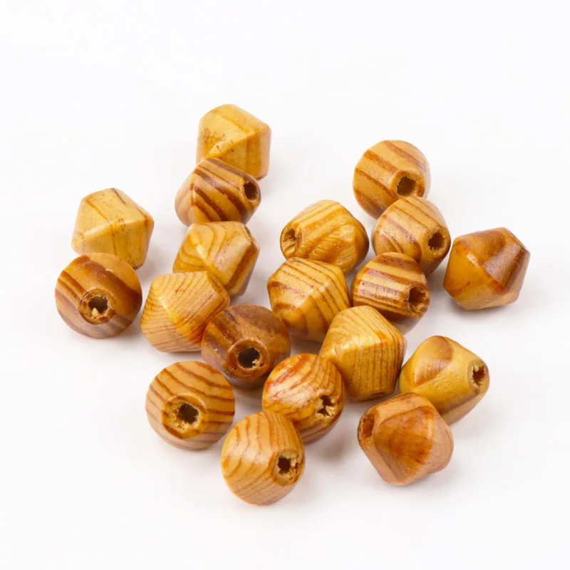 16mm 10pcs Natural Faceted Pine Wooden Unfinished Geometric Spacer Beads For Jewelry making DIY Accessory | Украшения и