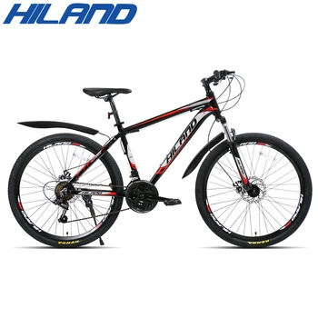 HILAND 26 inch 21 Speed Aluminum Alloy Suspension Fork Bicycle Double Disc Brake Mountain Bike and Free Gift Fenders 4