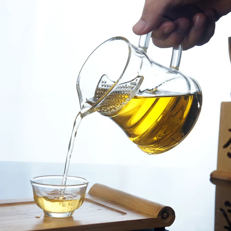 Manufacturers Wholesale Crescent Pitcher Filter Hole Tea Pot Transparent Glass Thick Free Simplicity Tea Cup