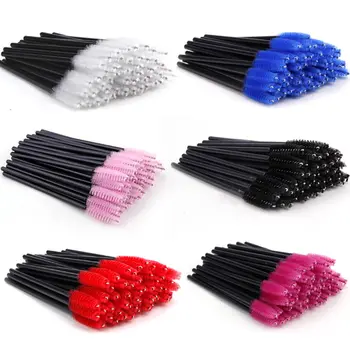 

50pcs Disposable Makeup Brushes Eyelash Applicator Wands Curler Brush Mascara Eyebrow Spoolers Comb Wands Spoolies Brushes Tool