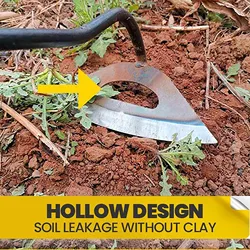 Steel Hardened Hollow Hoe Handheld Weeding Rake Planting Vegetable Farm Garden Tools Agriculture Tool Weeding Accessories