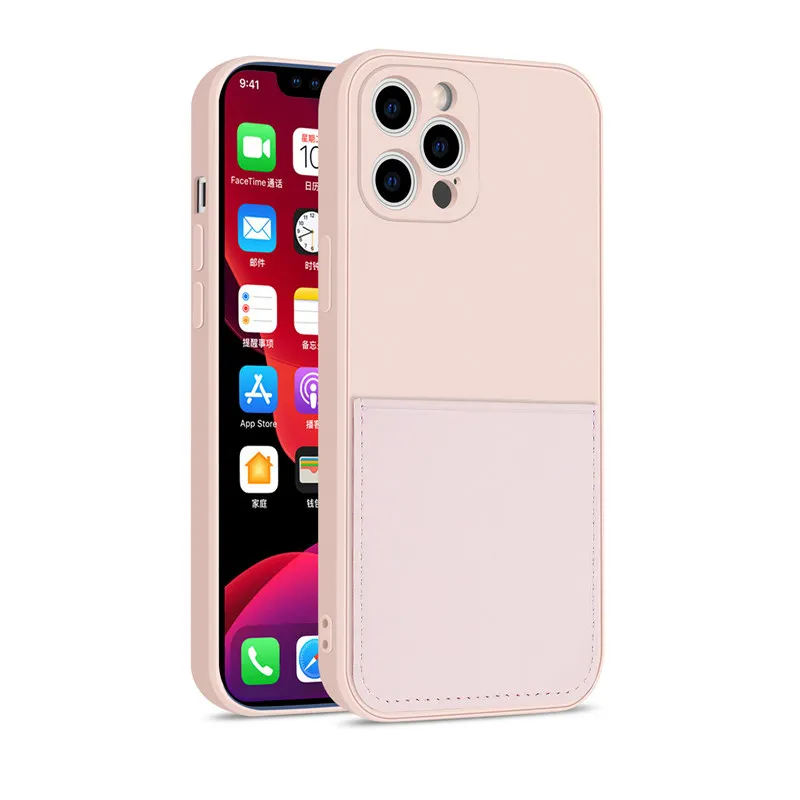 Candy Color Silicone Phone Case For iPhone 12 13 SE 2020 11 Pro Max XS X XR 6 7 8 Plus Wallet Card Holder Soft Shockproof Cover iphone xr phone case