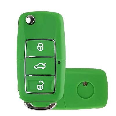 OkeyTech цветной чехол для ключей автомобиля для VW Skoda seat Octavia 3 кнопки откидной складной чехол для дистанционного ключа 4 цвета с невырезанным лезвием - Цвет: Green