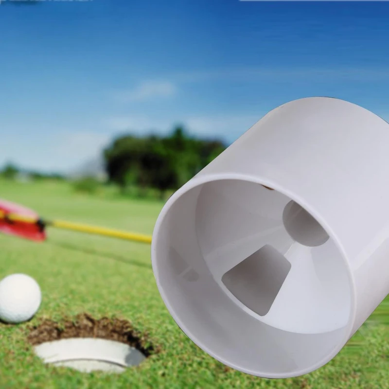 2.7Cm Aperture Outdoor Golf Training Flagpole Hole Cup Golf Training Aids Three Holes White Plastic Golf Hole Cup