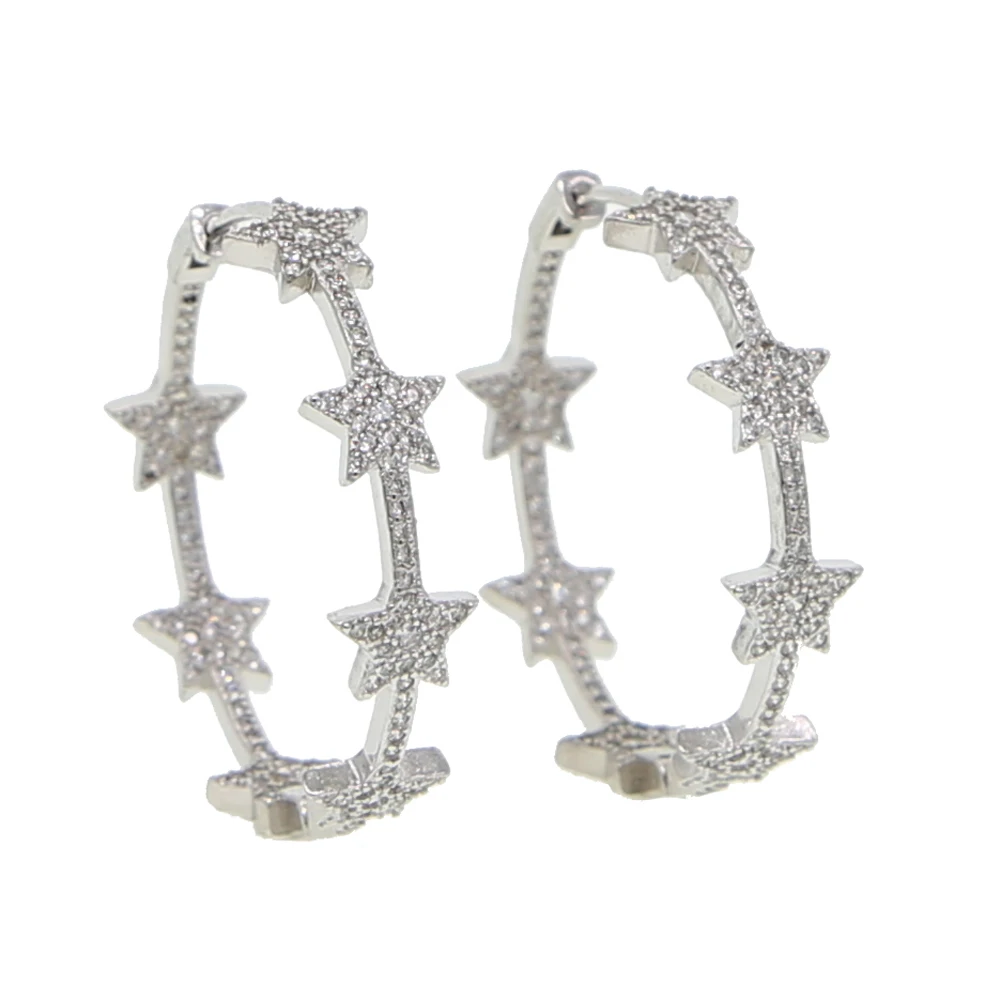 brass star hoop earring (3)