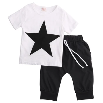

2 pieces Star Print T shirt Top and Pant Set For Toddler Boy Summer Clothing Clothes