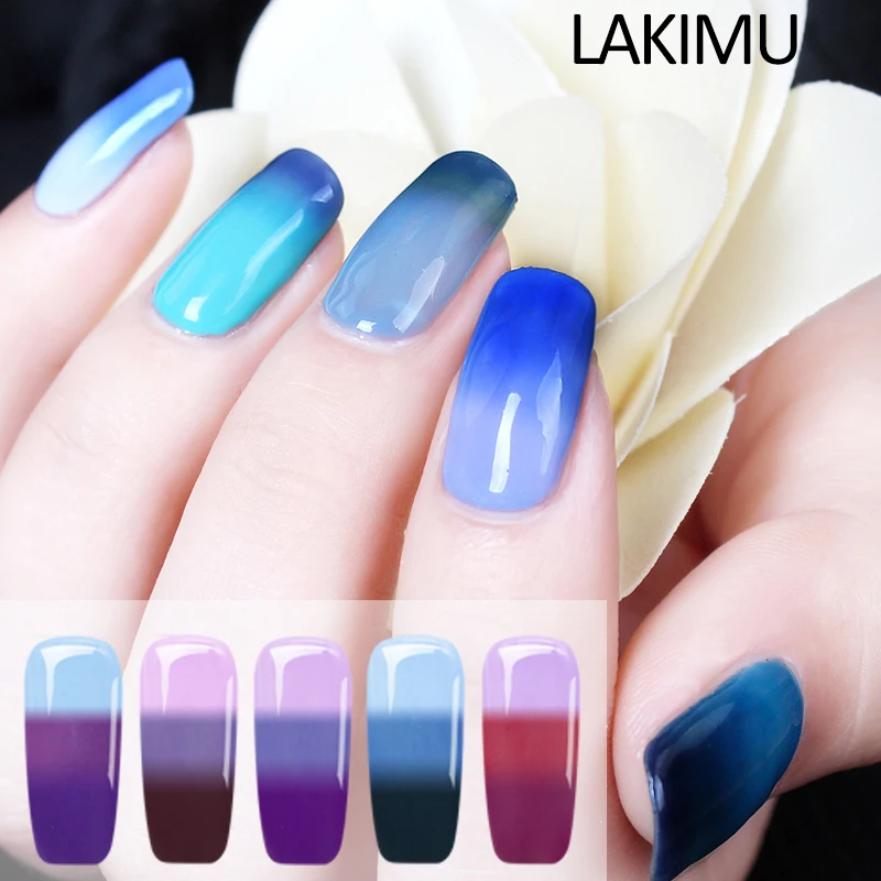 

Lakimu 7ml Quality Enamel Chameleon Temperature Change UV Gel Nail Hybrid Soak Off Varnish Nail Polish Nails Art
