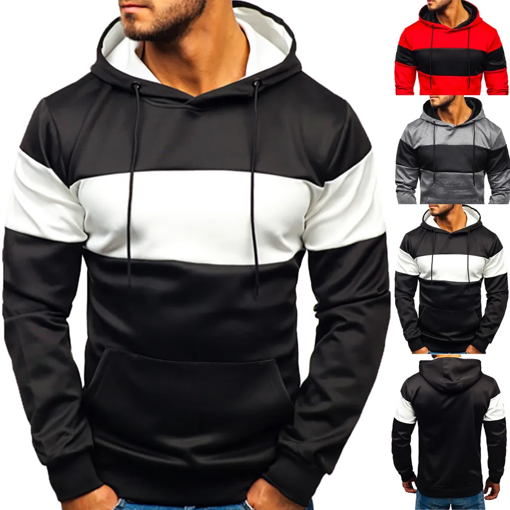 

Mens New Fashion Casual Patchwork Slim Fit Hoodie Outwear Blouse Sweatshirt Amazon ebay Dropshipping Men's clothing popular fas