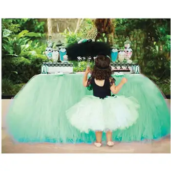 

1PCS Dinner Table Skirt Tulle Ultra-thin Tutu Tableware Skirt Birthday Baby Shower Festival Party Child Table Skirting Decor
