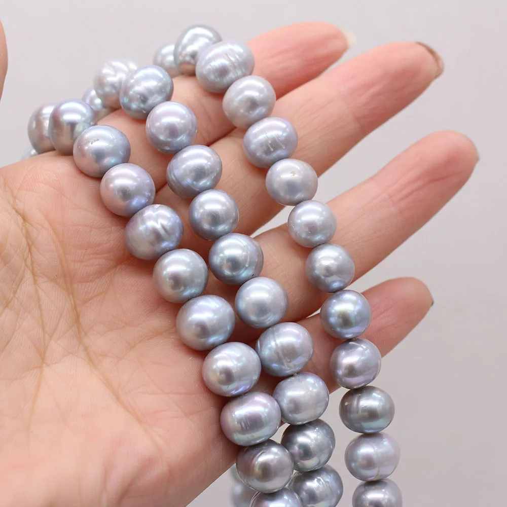 Natural Fresh Water Punch Pearl Gray Beads 10-11mm DIY for Jewelry Making Necklaces Accessories Bracelet Earrings Gift 36cm
