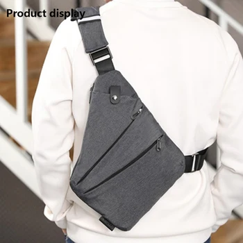 

Left & Right Gray Classical Bag Waterproof Personal Shoulder Pocket Bag Business Personal Casual Style Oxford Bag