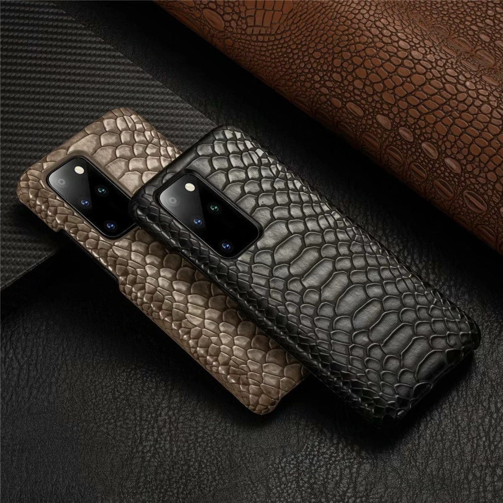 Leather Snake Skin Case para Samsung Galaxy s21 & a52/72 models Cuero Funda protectora