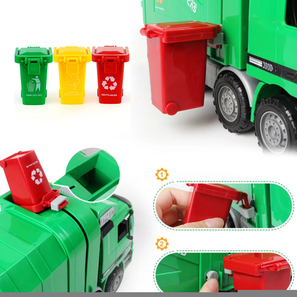 

3pcs/set Cute Toy Trash Can Storage Bin Sanitation Trash Can Clean Car Bucket Container Gag Toy One Set for Children Playing