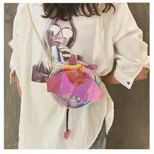 Маленькие сумки через плечо для женщин мультяшный лазер сумки Дамская цепочка наплечная сумка Модная Портативная сумка