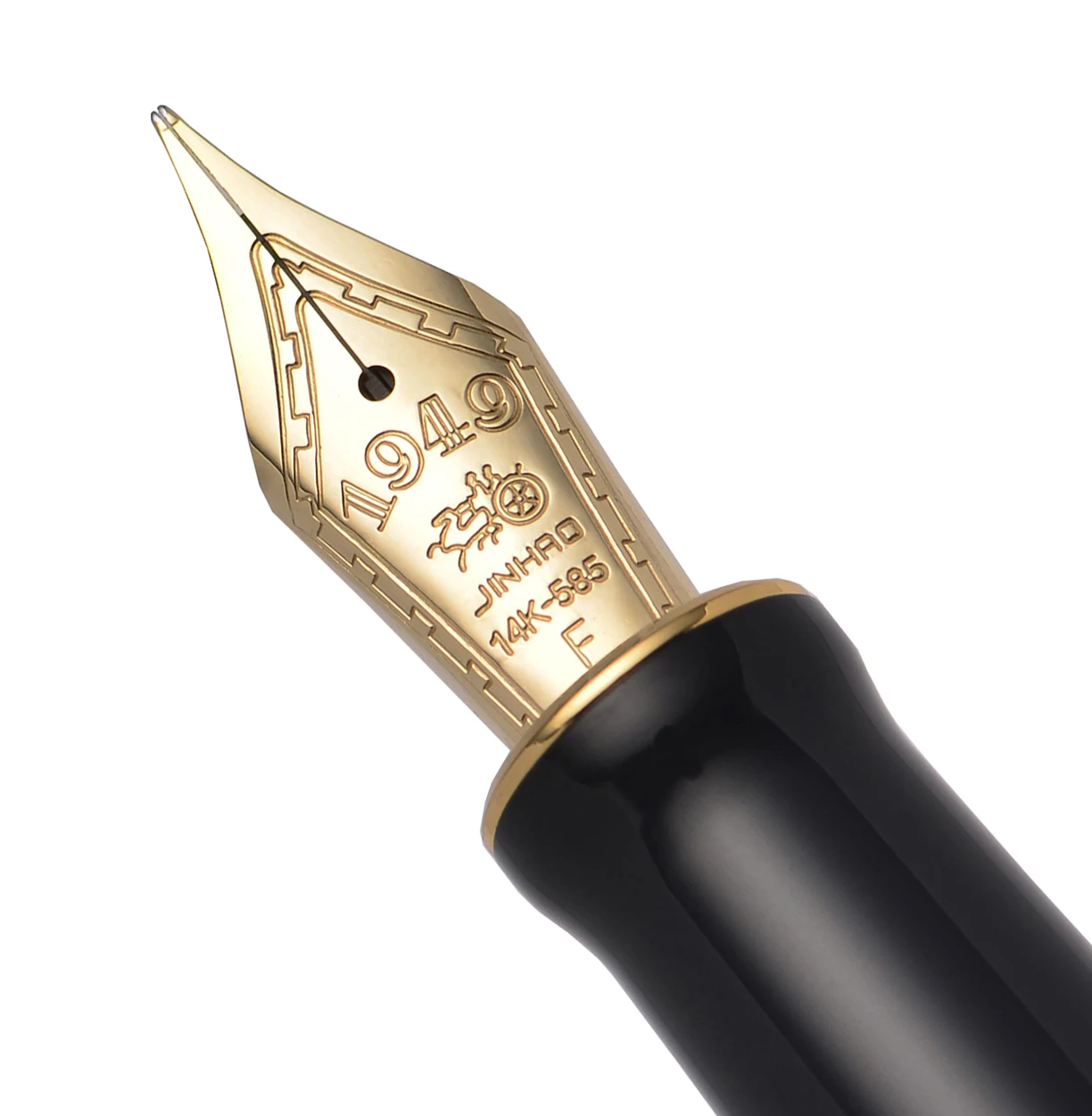 Jinhao #163 Gold Chiselled Fountain Pen UK SOLD! FINE Nib Gold Trim 