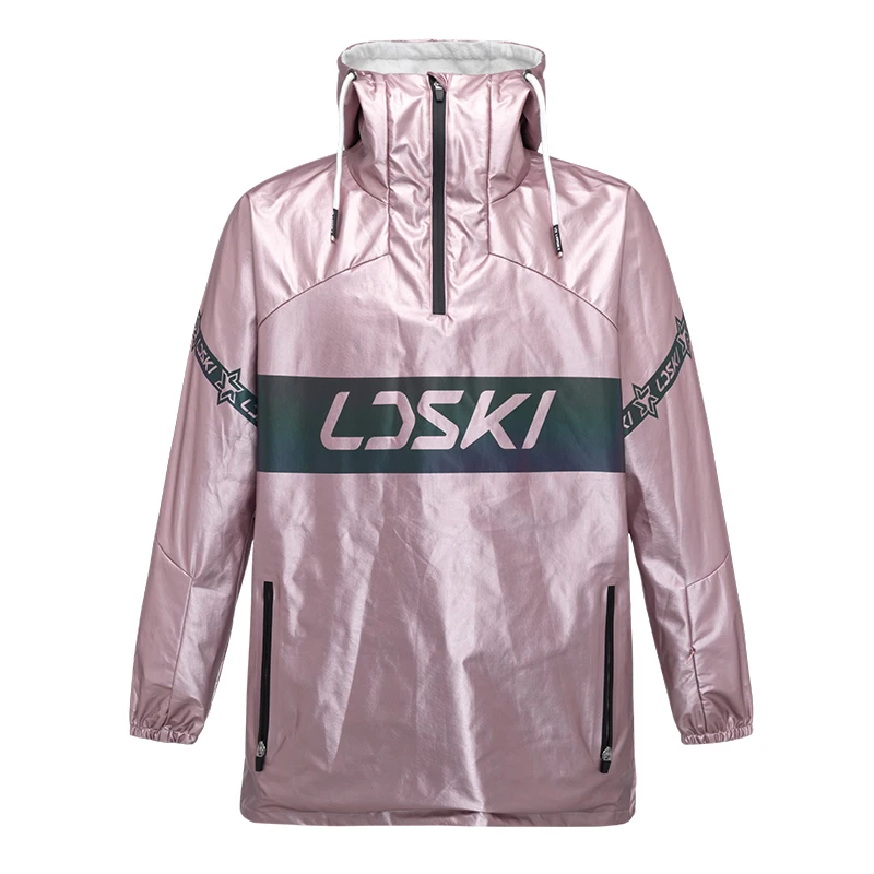 Rose Gold LDSKI Лыжная куртка с блестящими металлическими вставками, худи в уличном стиле, водоотталкивающий пуловер с карманами, куртка для сноубординга - Цвет: Rose Gold