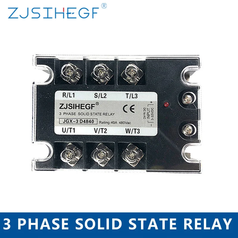Трехфазный JGX 3 4840DA твердотельные реле SSR Для фазы 40A 32VDC 24 480AAC с регулятором