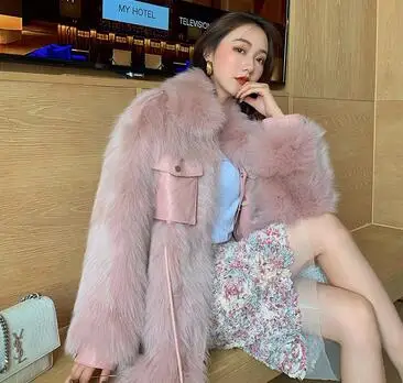 Новое поступление, популярное женское теплое зимнее пальто, толстое Простое Элегантное пальто из натурального меха, розничная, натуральная меховая шуба AN