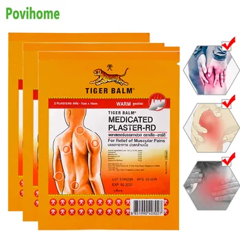 

Povihome 6Pcs/3Bags Red Tiger Balm Patches Neck Back Body Pain Relaxation Joints Pain Relief Plaster D2271