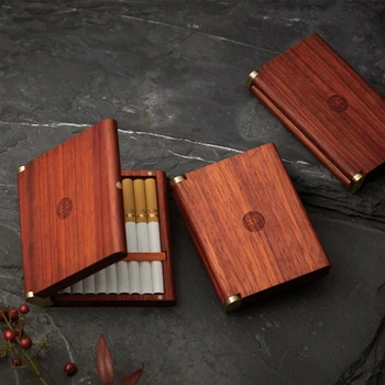 

20 Pack Female Ultra-Thin Cigarette Case Safflower Pear Purple Sandal Wood Storage Box Upscale Business Valentine's Day Gifts
