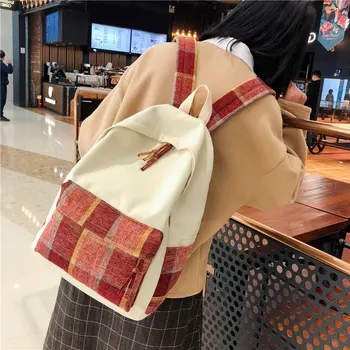 

Korean Canvas Back Packs Student Book Bag Casual Striped Outdoor Women Soft Backpacks High Schoolbags Teenage Mochilas Mujer