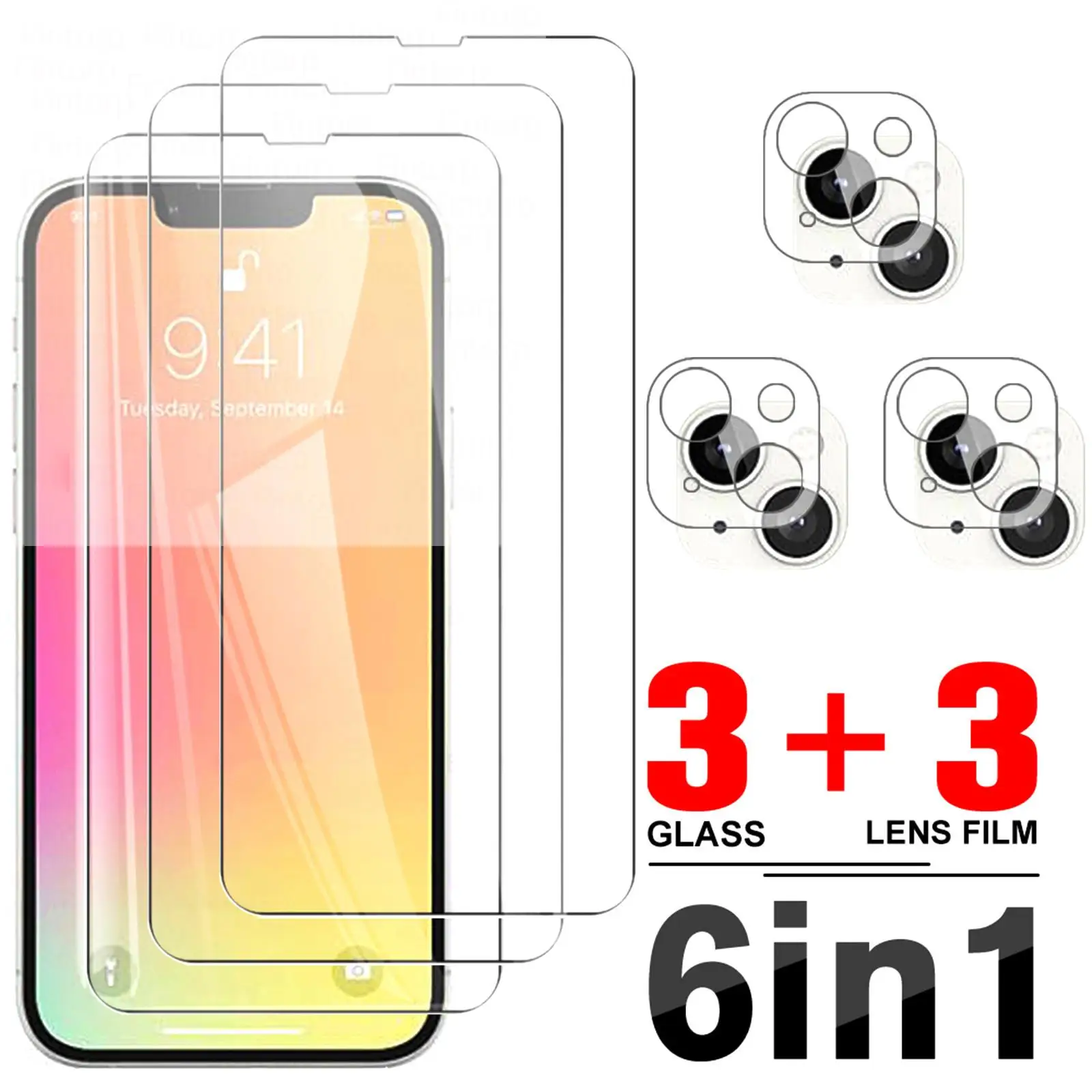 6in1 Tempered Glass For iphone 13 Pro Max Screen Protector iphone 11 12