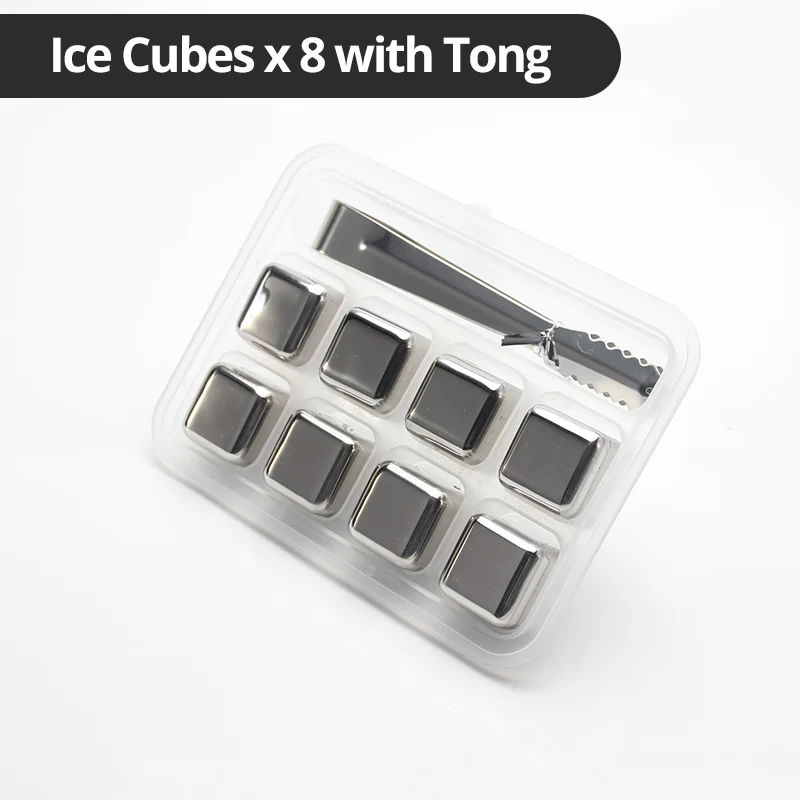 Reusable Ice Cubes For Drinks -Metal Ice Cube - Chills Drinks Without Diluting Them -  With Storage Tube with Tongs and Tray