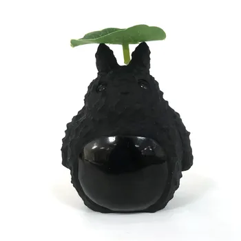 

Miyazaki My Neighbor Black Obsidian Totoro Crystal Realistic Figurine Stones Micro Landscape Gardening Potted Decoration Gifts w