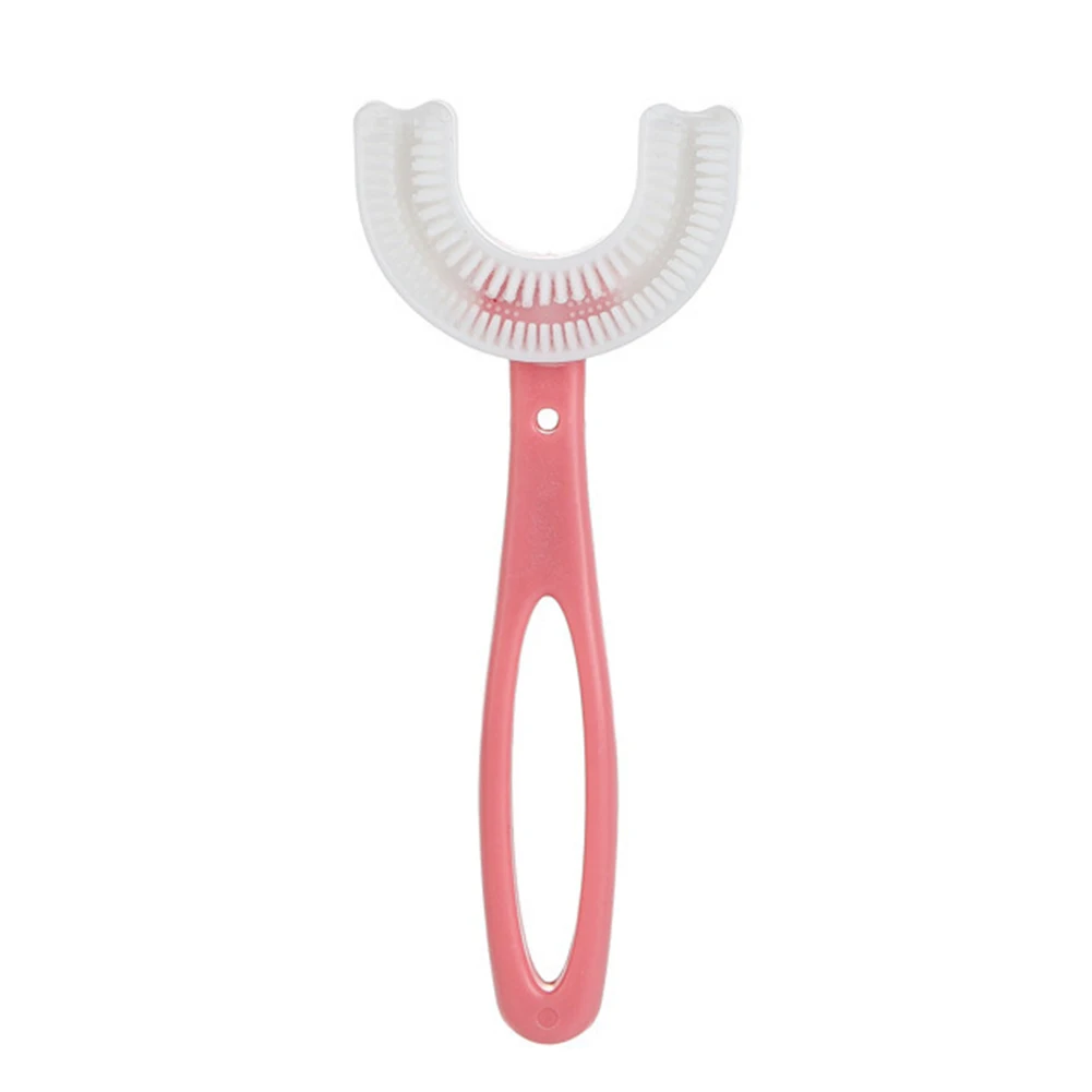 U Shaped Toothbrush 2-12 Ages Kids Toothbrush U-Shape Infant Toothbrush with Handle Silicone Oral Care Cleaning Brush for Baby