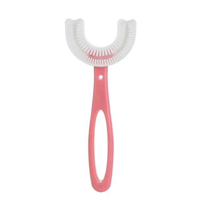 U Shaped Toothbrush 2-12 Ages Kids Toothbrush U-Shape Infant Toothbrush with Handle Silicone Oral Care Cleaning Brush for Baby 04