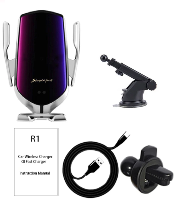 

Automatic fast Clamp Car Wireless Charger 10W Quick Charge Mount for Iphone XR XS Huawei P30Pro Qi Phone Holder suction cup