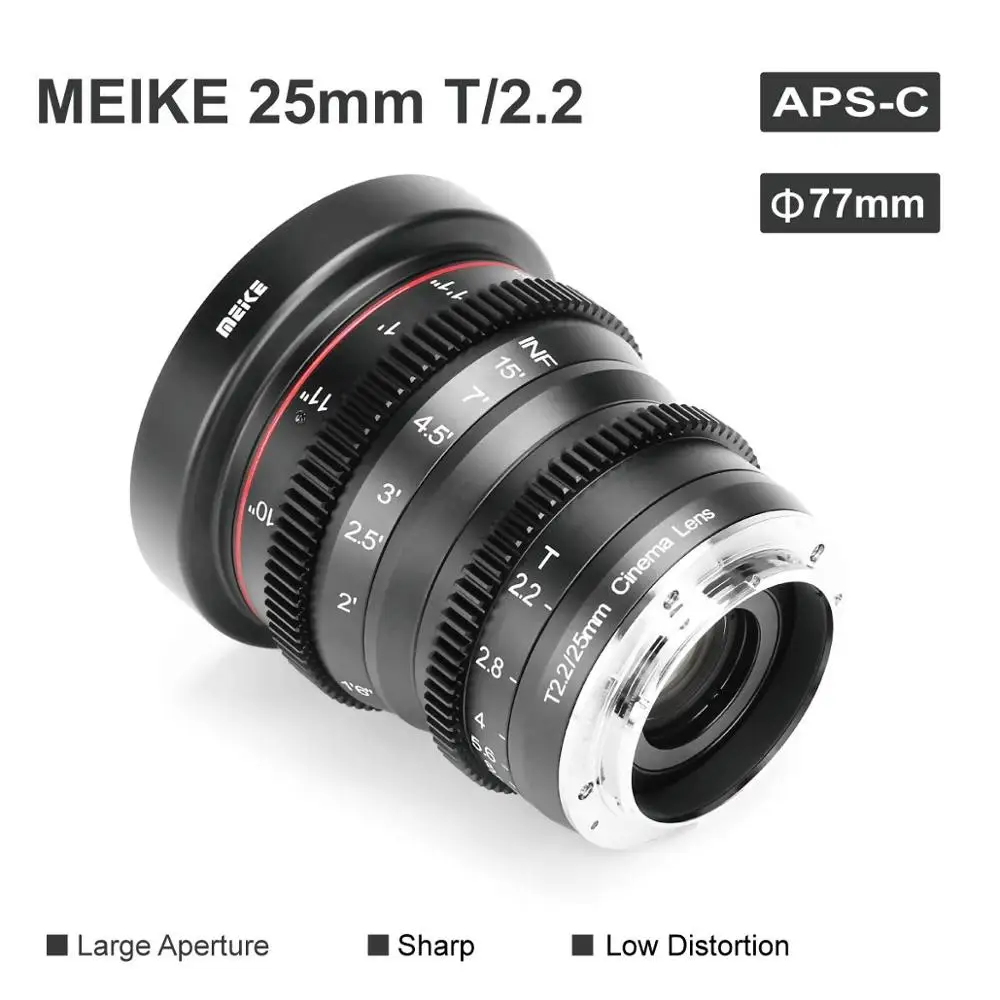 Объектив для кинотеатра Meike 25 мм T2.2 объектив с широкой диафрагмой ручной фокус