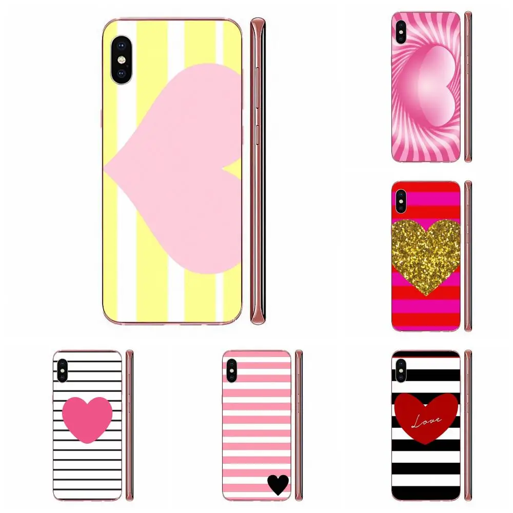 Phone Cases Pink Rose Heart With Stripes For Huawei Honor Mate 7 7A 8 9 10 20 V8 V9 V10 V30 P40 G Lite Play Mini Pro P Smart | Мобильные